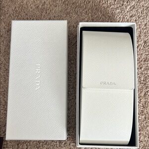 Prada Ivory Textured Sunglasses Case